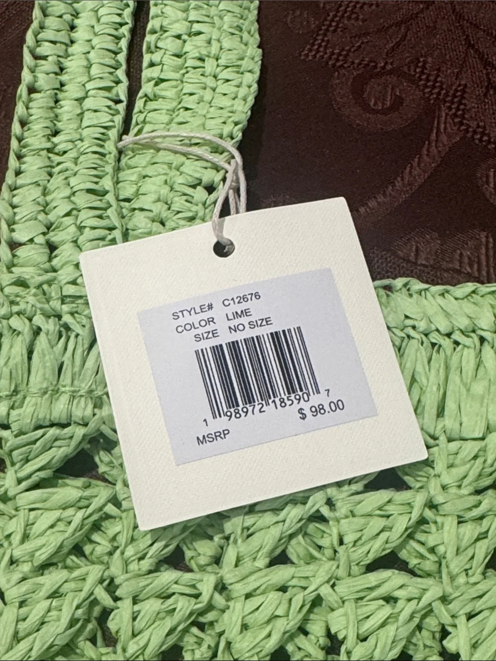 Collection XIIX Lime Green Straw Bag